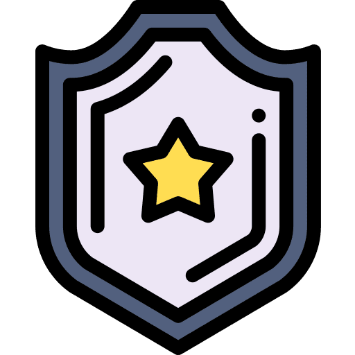 Shield badge star security icon Shield badge star security icon