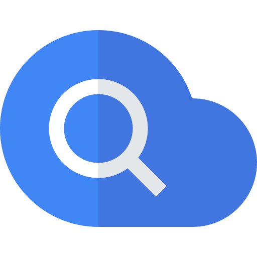 Cloud magnifying glass brands and logotypes search icon