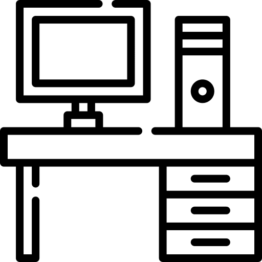 Desk work place furniture workbench icon Desk work place furniture workbench icon