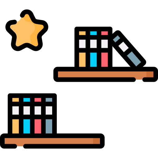 Book shelves star room bookcase icon