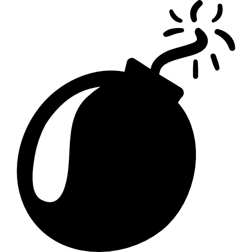 Bomb with burning fuse weapons fuse explosive icon