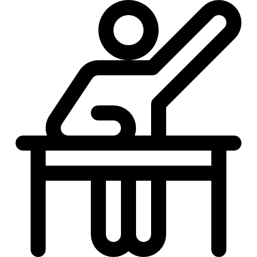 Asking class question student icon