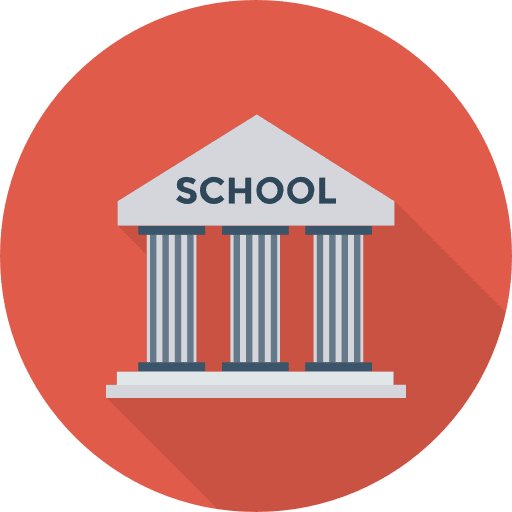 School architecture and city high school buildings icon