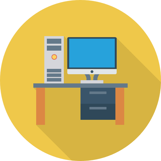 Desk office table furniture icon