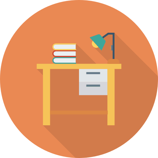 Desk chair classroom teacher desk icon