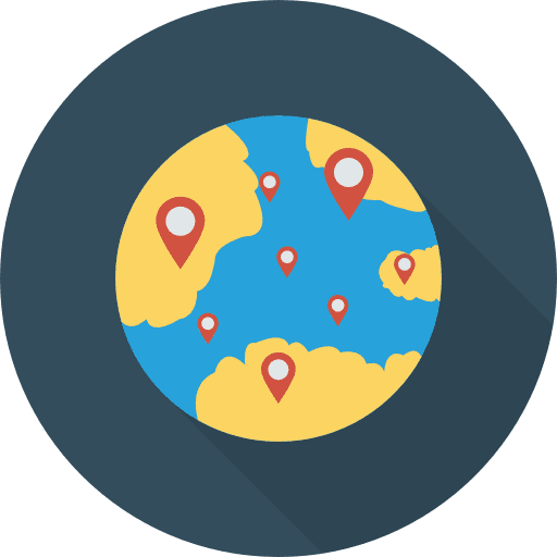 Worldwide map travel planet earth icon