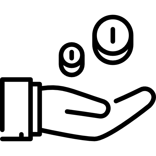 Hand dollar dollar coins hand icon