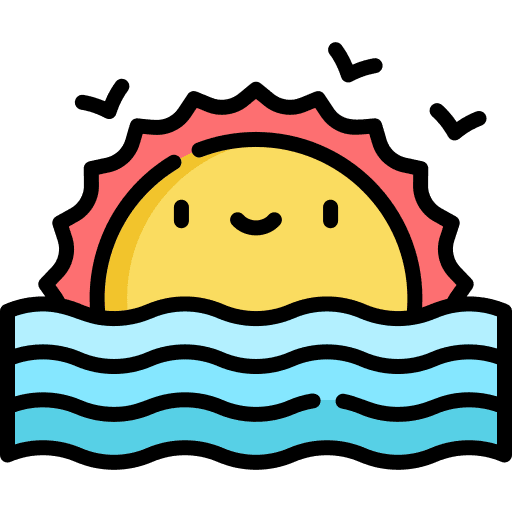 Sunset beach holidays weather icon Sunset beach holidays weather icon