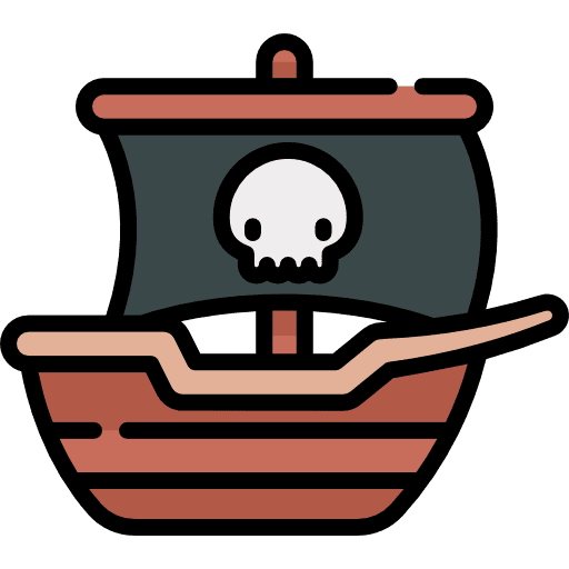 Galleon transportation ship pirate flag icon