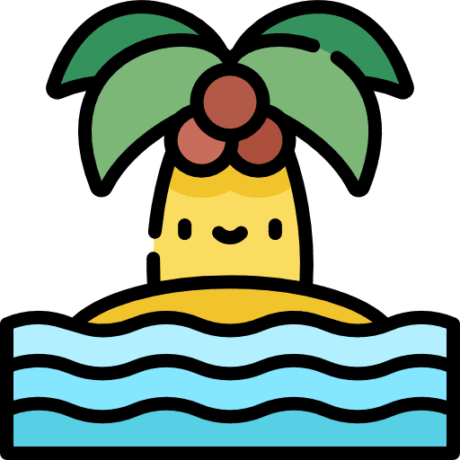 Island beach sea palm tree icon