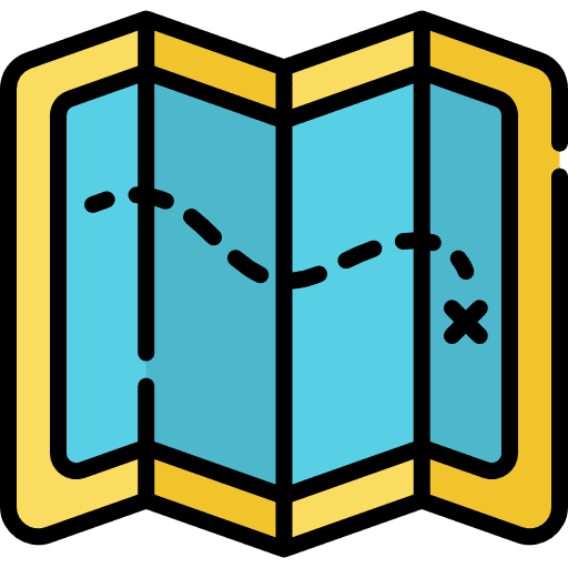 Map orientation position maps and location icon