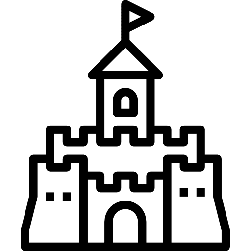 Sand castle flag tower castles icon