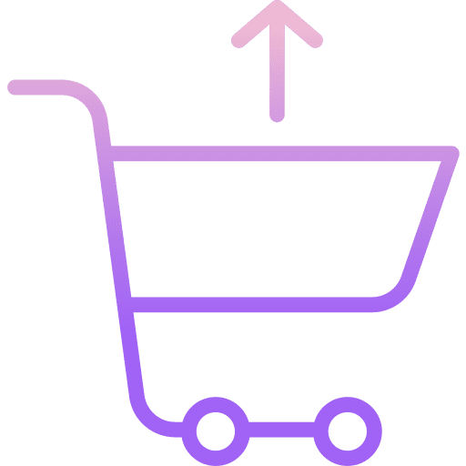 Shopping cart delete remove up arrow icon