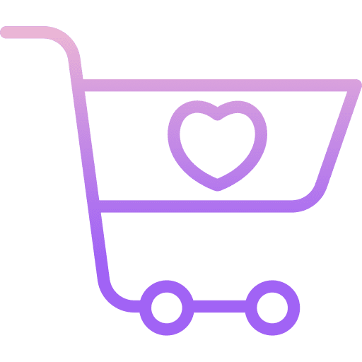 Shopping cart favorite heart buy icon