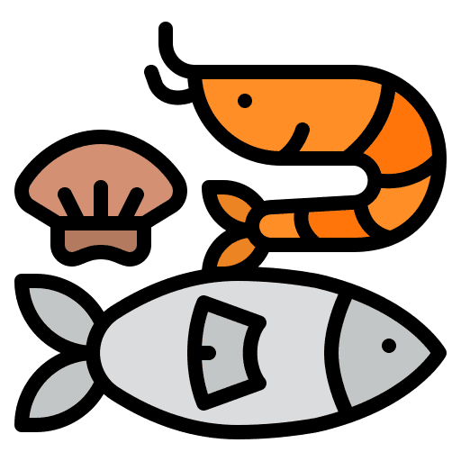Seafood animal fish food and restaurant icon
