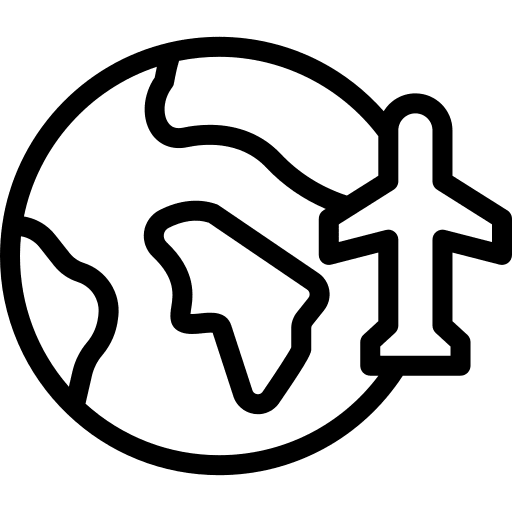 Earth globe transportation flight worldwide icon