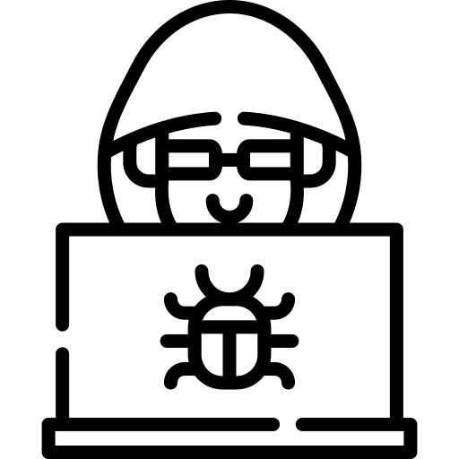 Hacker bug computing cybercrime icon