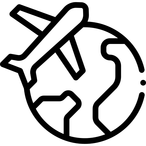 Traveling world airplane transportation icon