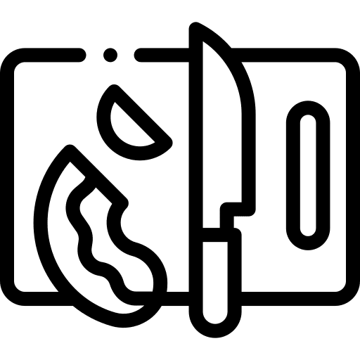 Cooking food and restaurant kitchen utensil chopping board icon Cooking food and restaurant kitchen utensil chopping board icon