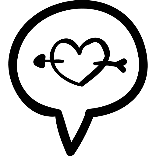 Arrow heart conversation message icon