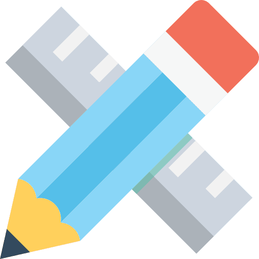 Pencil writing tool ruler school material icon