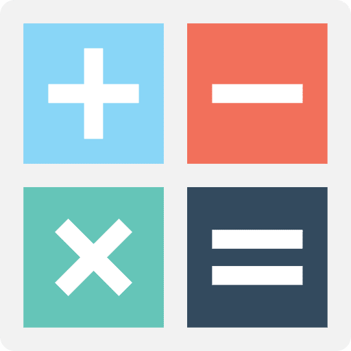 Calculator maths calculating sings icon