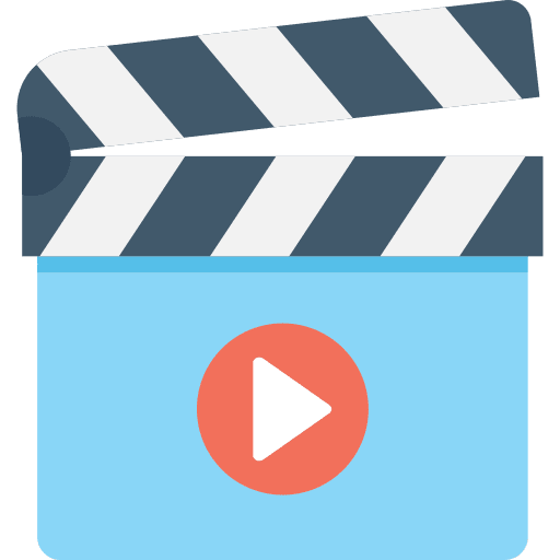 Clapperboard play button cinema video player icon