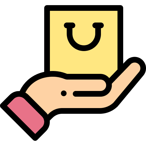 Shopping buying hand shopping bag icon