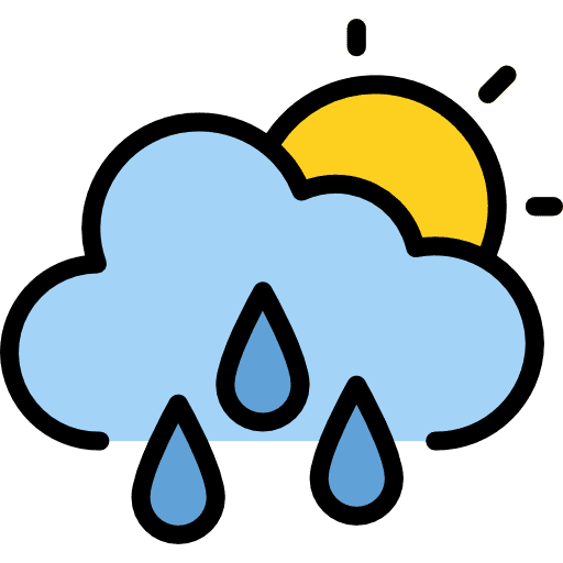 Cloudy clouds raindrops meteorology icon