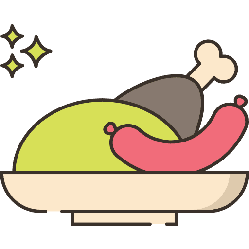 Fried rice food and restaurant bowl meat icon