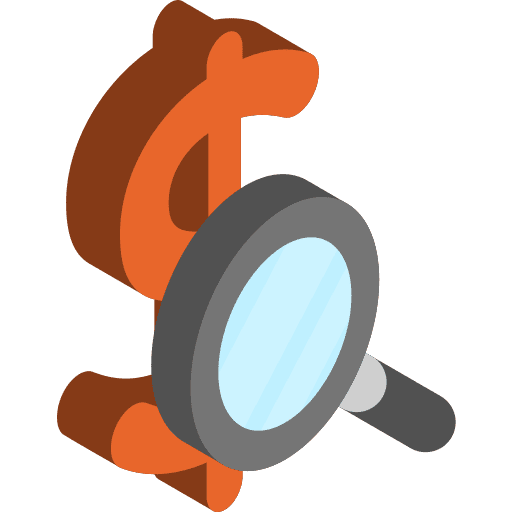 Research dollar symbol money magnifying glass icon Research dollar symbol money magnifying glass icon