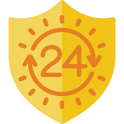 24 hours 24 hours security shield icon