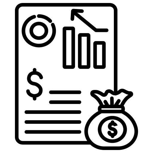 Financial money bag business and finance analysis icon