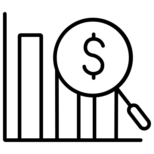 Analysis business and finance analysis magnifying glass icon