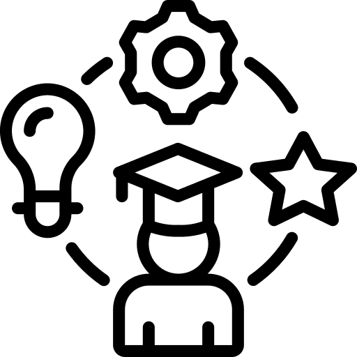 Education idea knowledge cog icon Education idea knowledge cog icon