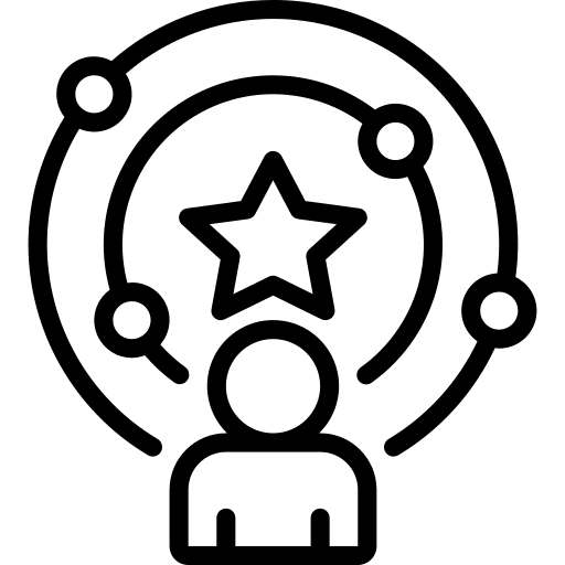 Thinking lightbulb innovative star icon Thinking lightbulb innovative star icon