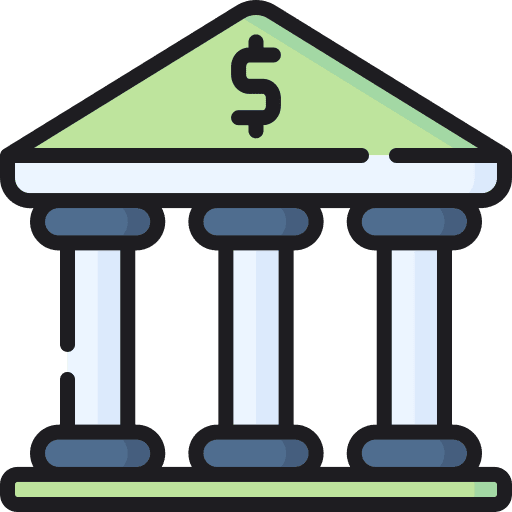 Bank dollar treasury bank icon