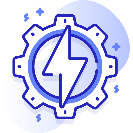 Renewable energy electricity energy gear icon