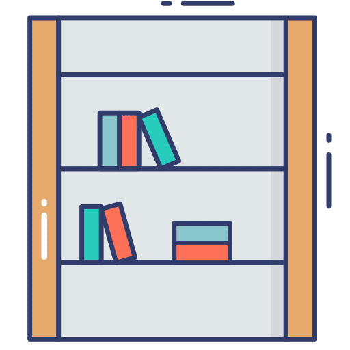 Bookshelves interior design furniture and household library icon