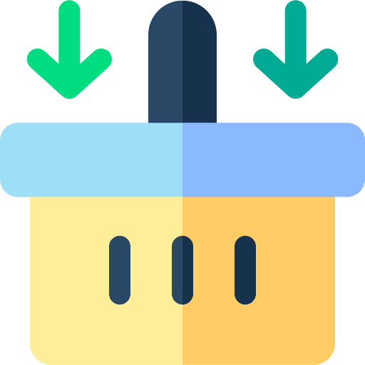 Shopping basket supermarket commerce and shopping down arrow icon Shopping basket supermarket commerce and shopping down arrow icon