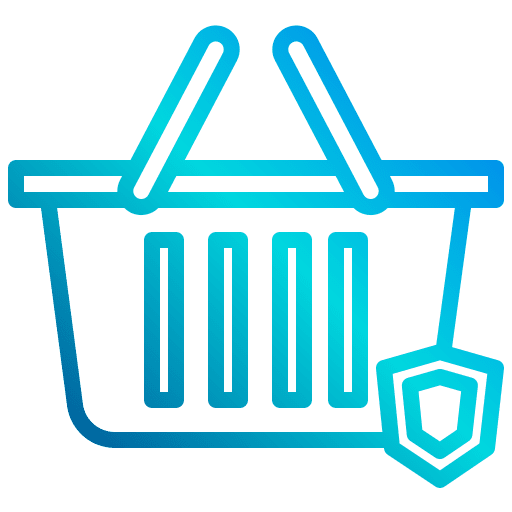 Basket shopping shield purchase icon