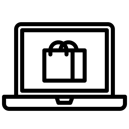 Laptop shopping bag online shopping business icon