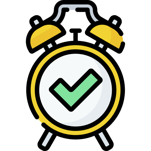 Alarm clock time and date done real time icon Alarm clock time and date done real time icon