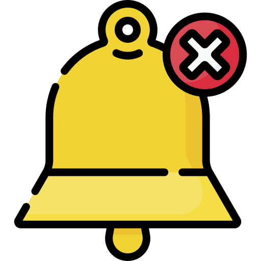 Bell cancel time and date reminder icon Bell cancel time and date reminder icon