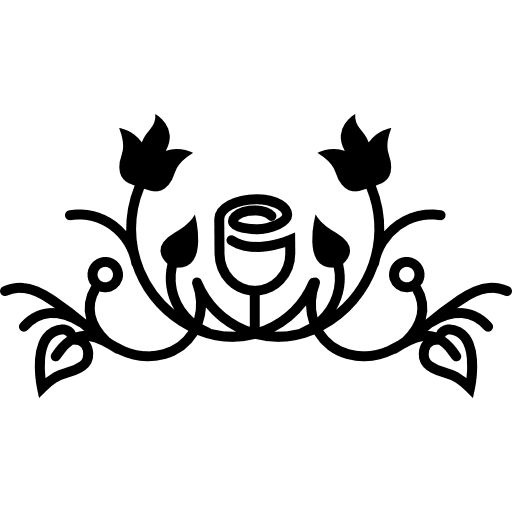 Floral design with flowers leaves and buds on vines buds floral design vines icon