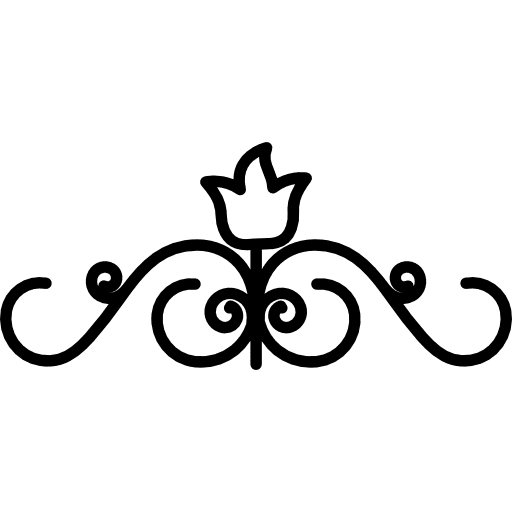 Floral design with one closed central flower on top of vines curves ornament floral design flower icon