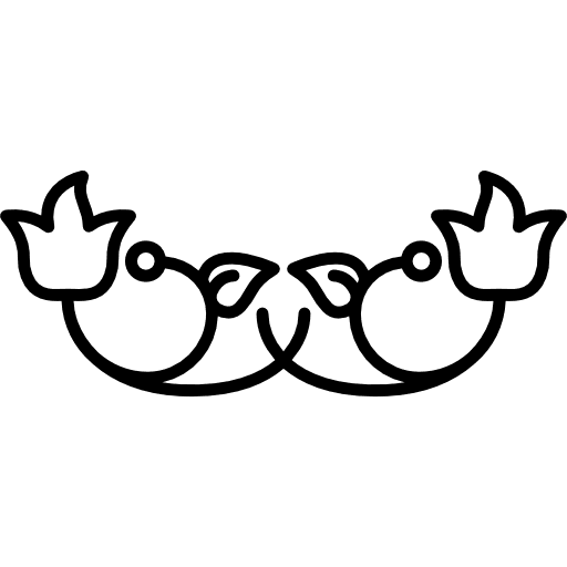 Floral design with two flower at sides and branches curved lines in the middle floral lines shapes icon