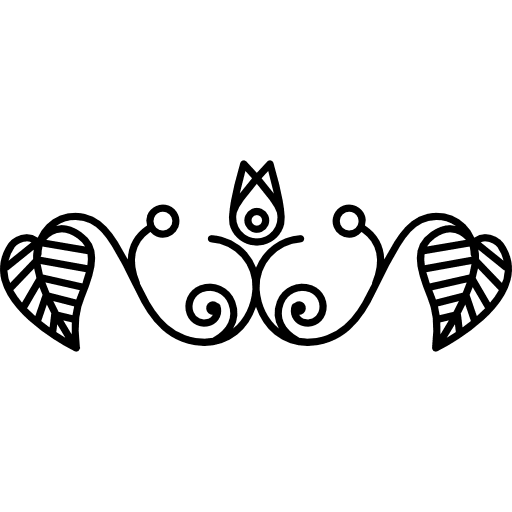 Floral design of thin branches with a couple of leaves at sides nature symmetrical ornamental icon