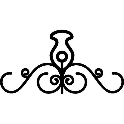 Floral design with a central flower on top and curved lines going to both sides floral lines on top icon