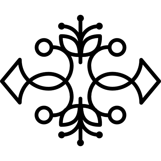 Floral design with double symmetry for ornamentation shapes symmetric floral designs icon